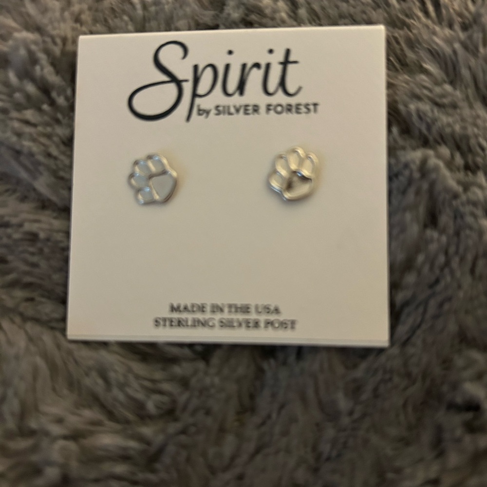 Silver Forest Sterling Paw Print Earrings